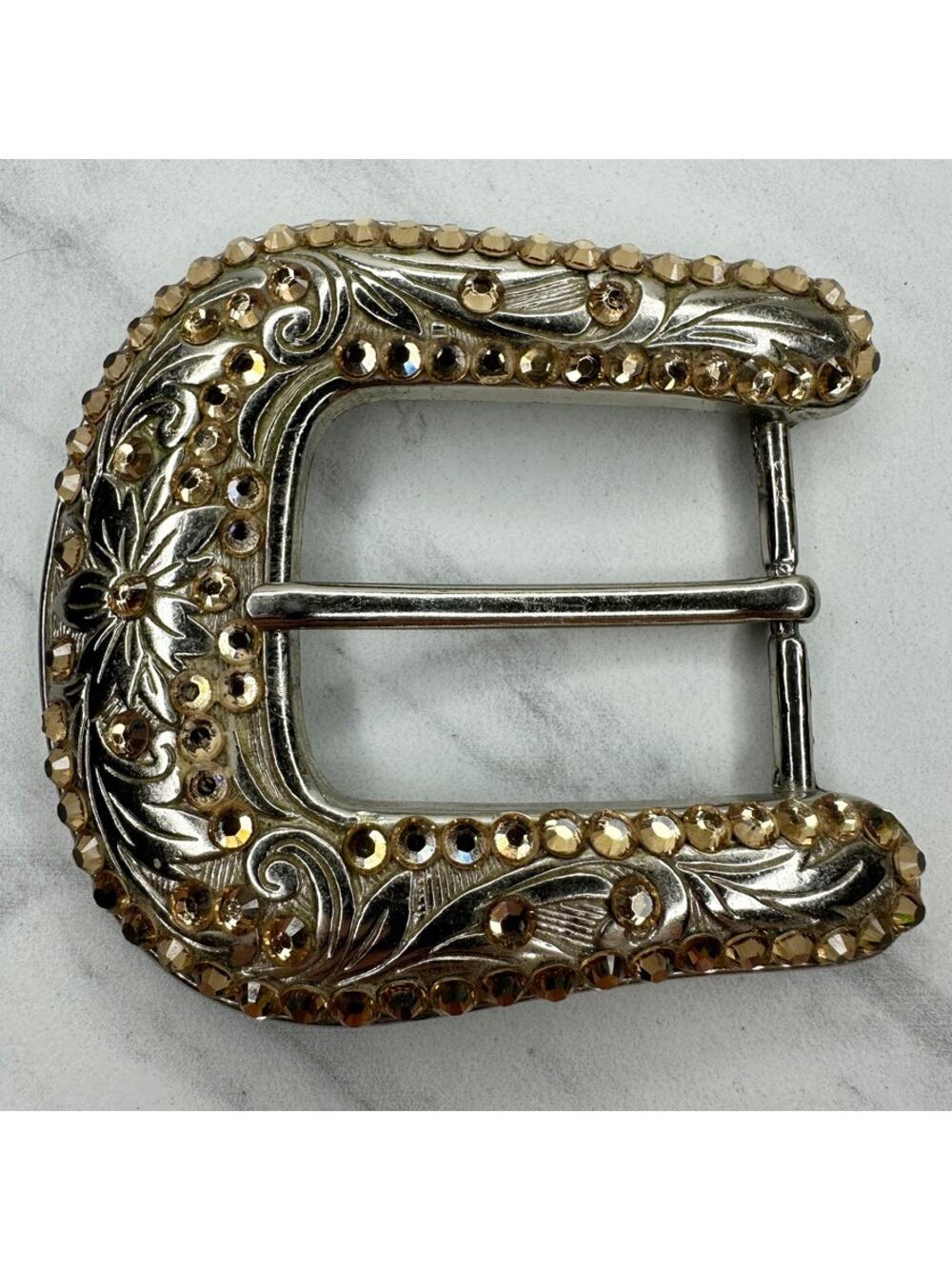 B.B. Simon Rhinestone Floral Belt Buckle Designer Luxury ✨